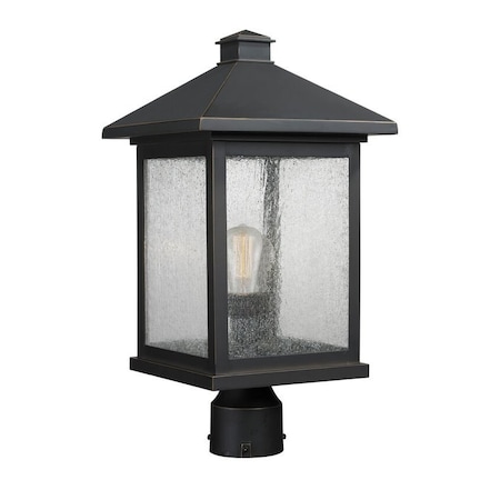 Z-Lite Portland 1 Light Post Mount Light, Oil Rubbed Bronze And Clear Seedy 531PHBR-ORB
